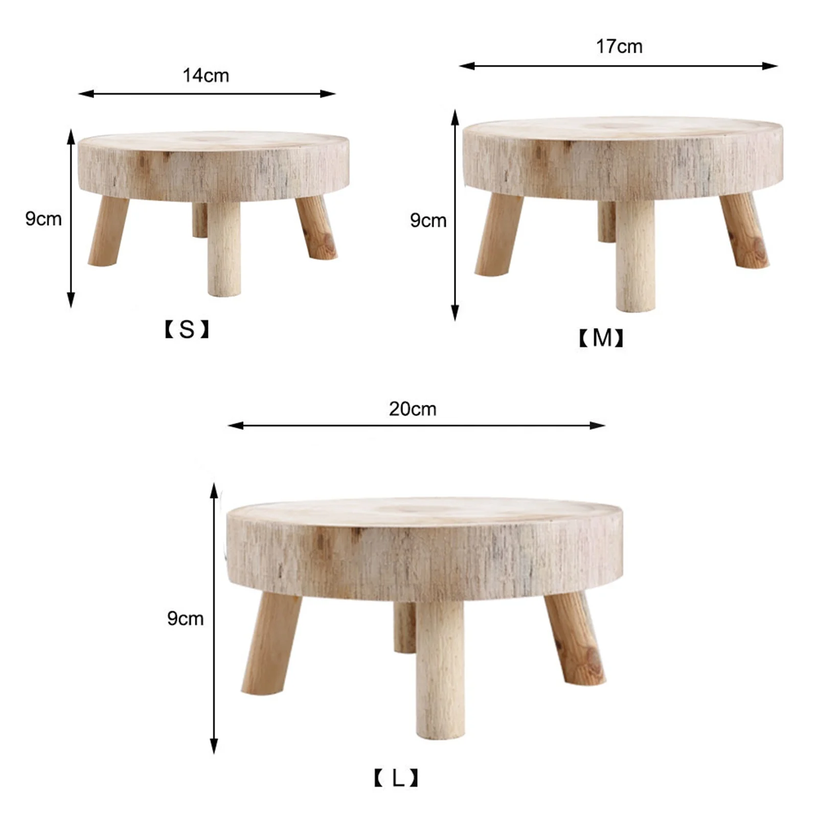 Wooden Flower Stand Stool Round Wooden Riser with 2.4in Leg Height Burnt Tung Oil Finish