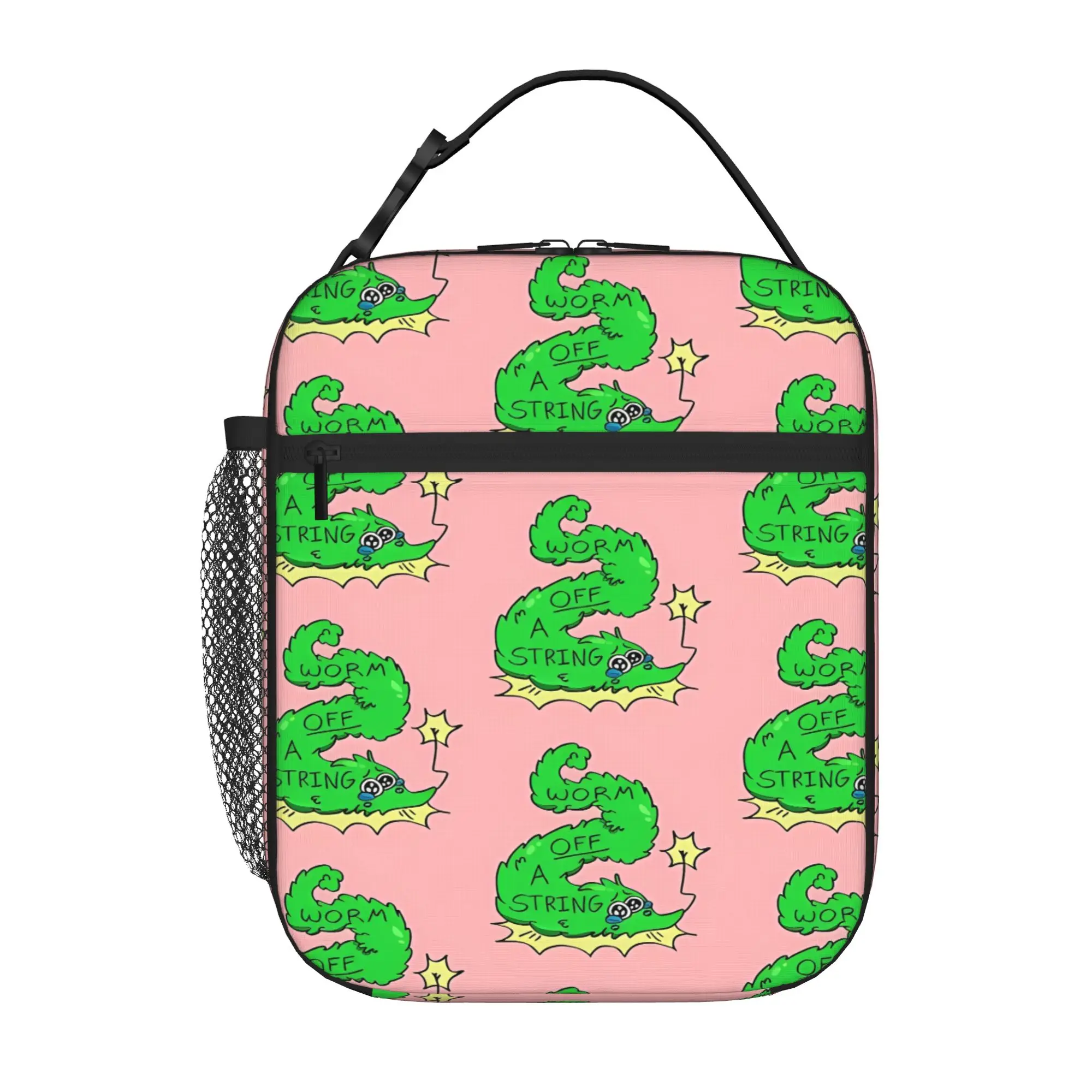 1 Piece Portable Lunch Container Green Zipper Closure Durable Pocket Worm On A String For Lunch Box Bag