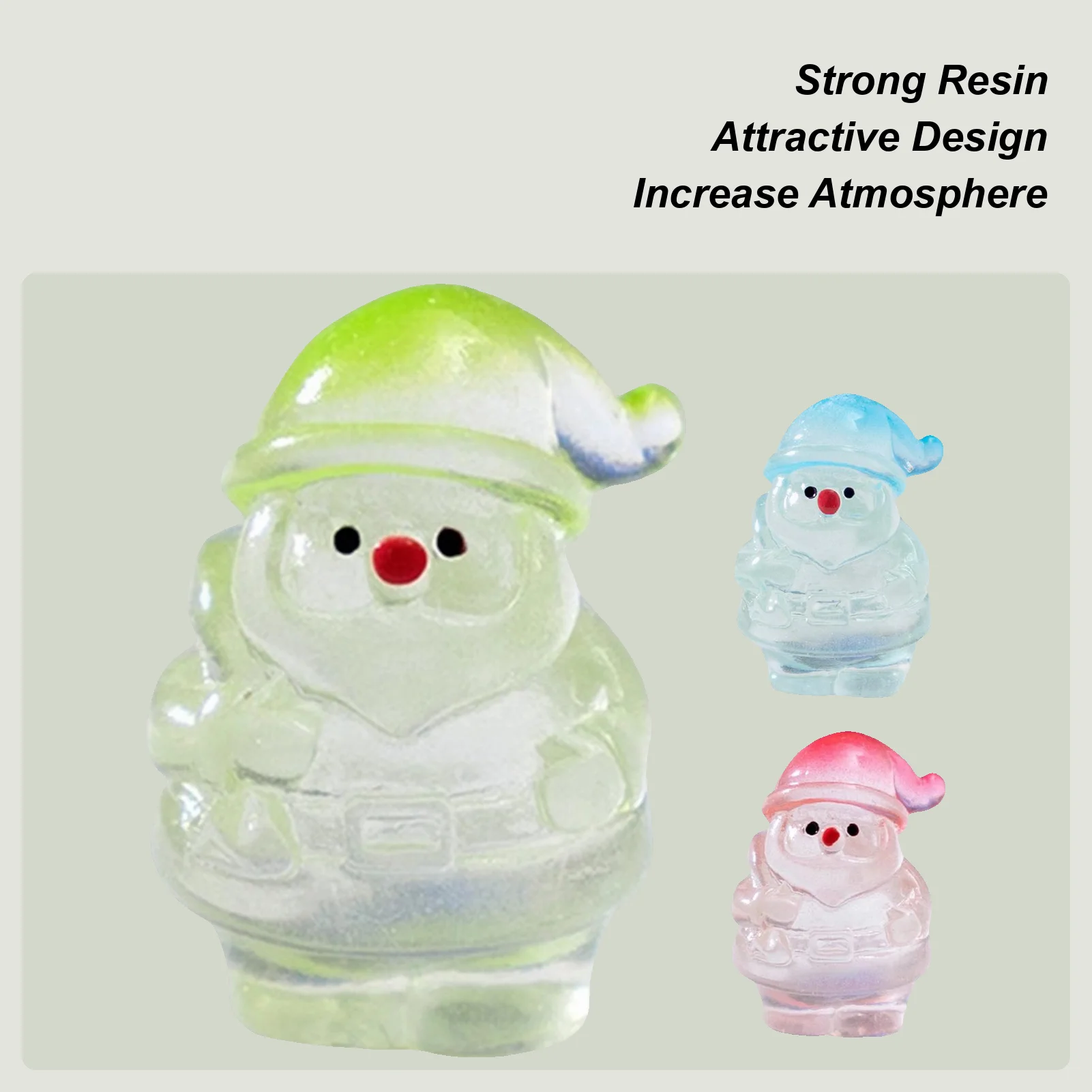 Tiny Santa Figures Clear Resin Party Decorations Glow In The Dark Miniature Christmas Figurines For Fairy Garden Miniature
