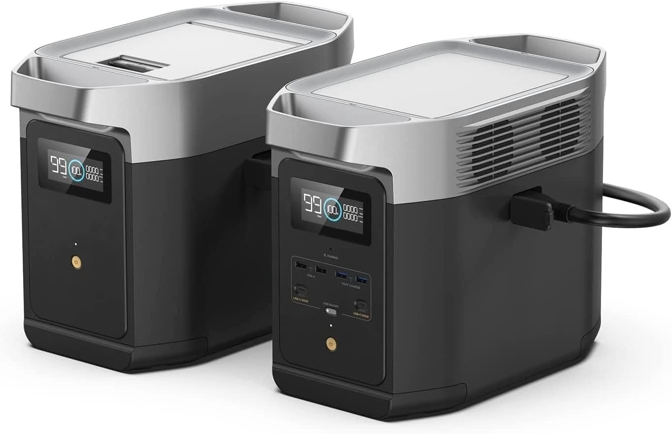 

Portable Power Station DELTA2 with Smart Extra Battery, Expand Capacity from 1024Wh to 2048Wh, Solar Generator
