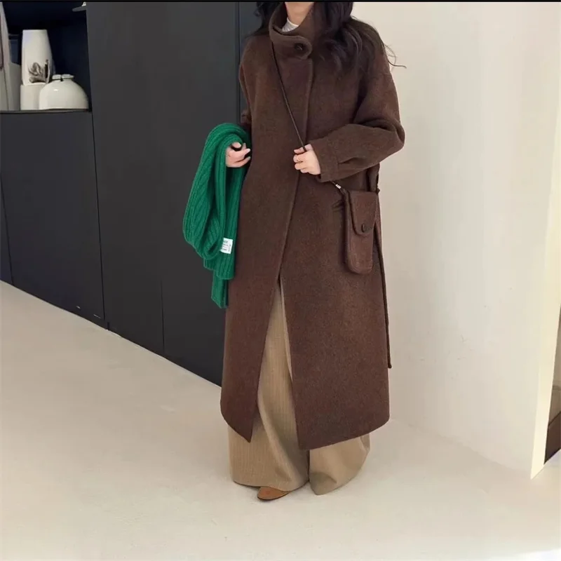 Loose Women's Woolen Coat Autumn Winter New Style Korean Version Gray Tweed Fashionable Ins Women's Outerwear