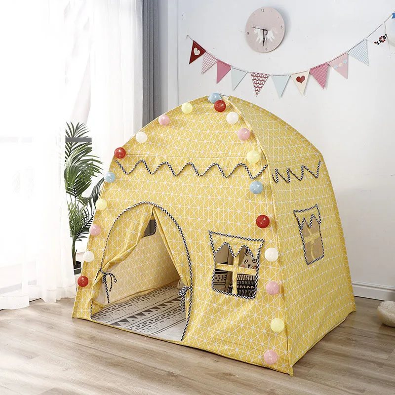 Grote Katoenen Kindertent Wigwam Kids Play House Indoor Outdoor Camping Huis Jongens Meisjes Draagbare Kasteel Tenten Cadeau Decor