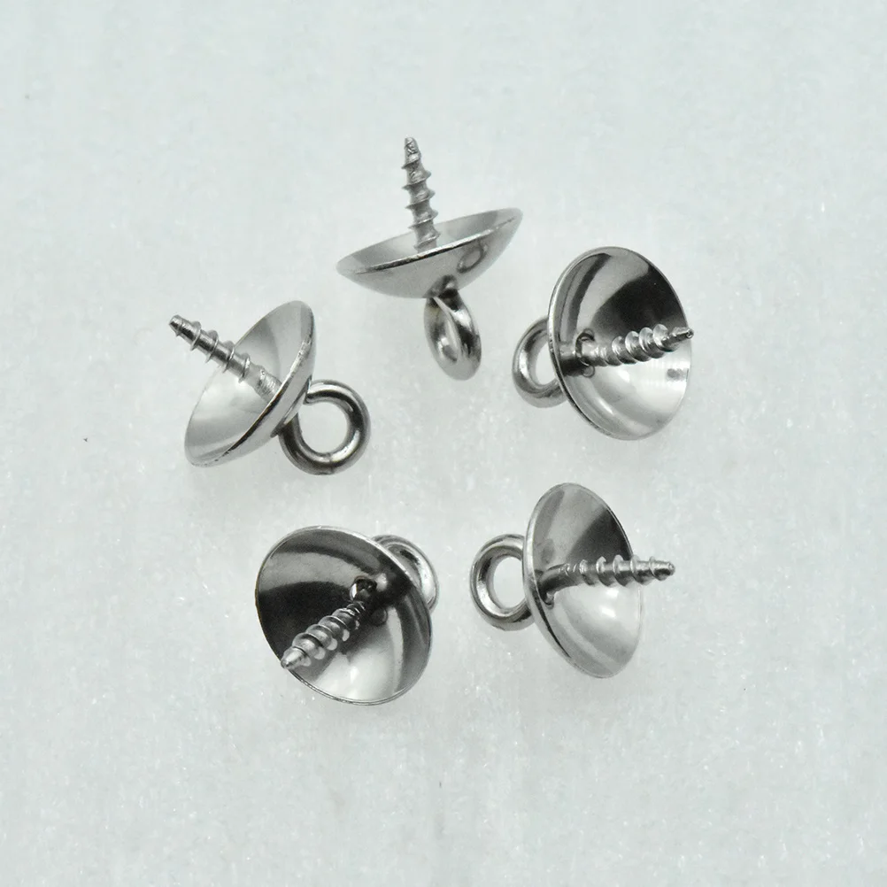 

100pcs Stainless Steel Bowl Tray Sheep Eye Bezel Jewelry Making Accessories Silver Size S Durable Lightweight Anti-Rust Diy