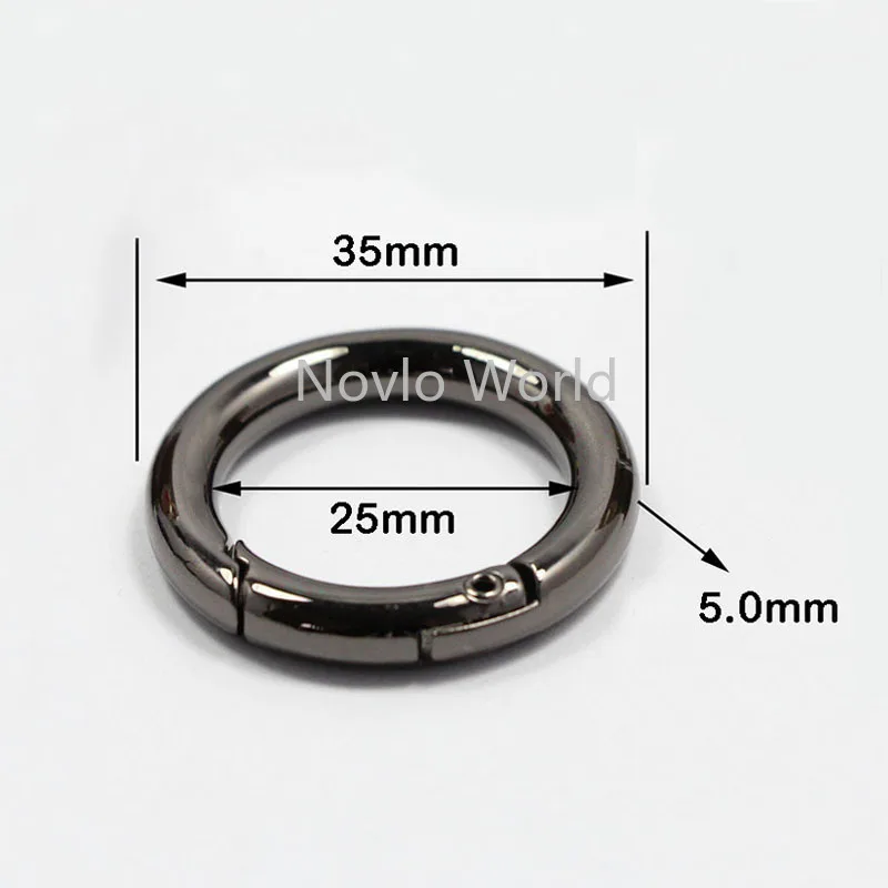 30pcs 5 colors inner 2.5cm 1 Inch 5mm thick,Gunmetal Nickel Snap Spring Gate Ring for Sewing Purse Bag Handbag Handle Connector