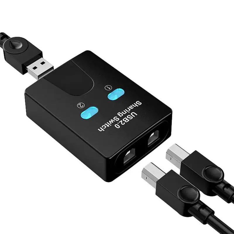 USB Printer Splitter 2-in 1-out Printer Sharing Devices 2-port Manual Kvm Switching Splitter Hub Converter 2-computer Sharing