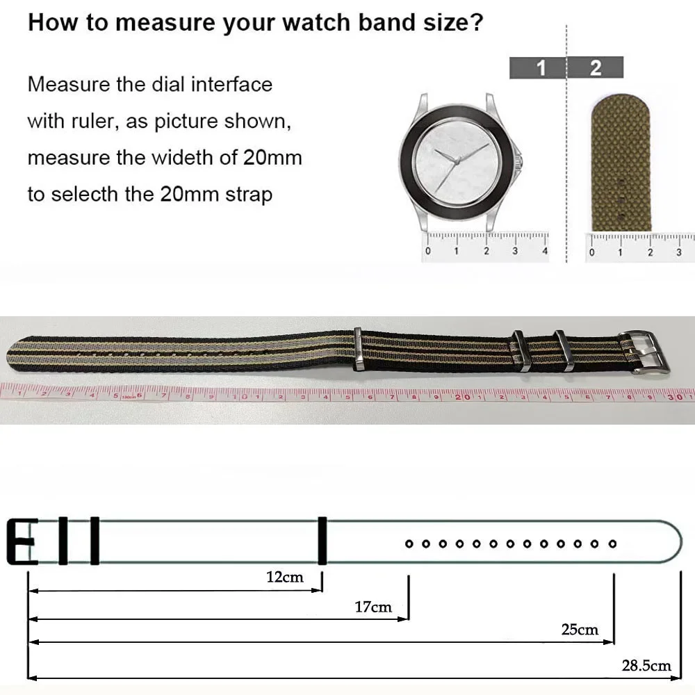 20mm Nylon Watch Strap for Omega 007 Replacement High Density Nylon Band for Rolex Premium Soft  Universal Sports Watch Band