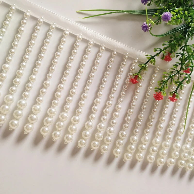 White Plastic Pearl Tassel 11CM Lacing for  Dress Shoes Belts DIY Decoration Wholesale Women DIY Apparel Garment Accessories