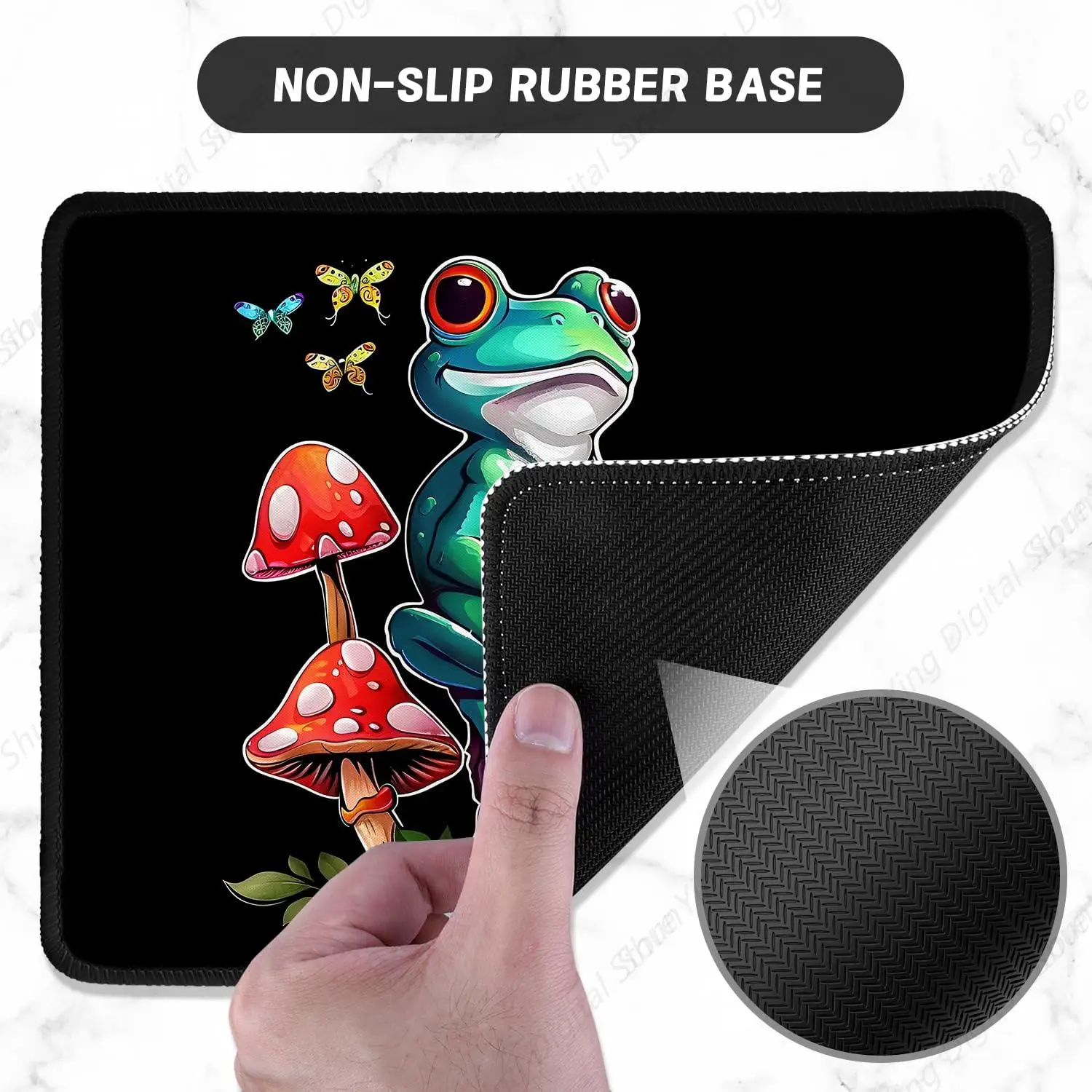 Desktop Mouse Pad Non Slip Rubber Base With Stitched Edges Suitable For Computers Laptops Offices Cute Frogs 18*22cm