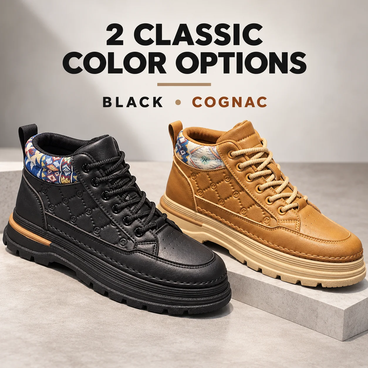 Fashion Men High Top Shoes Lace Up Casual Sneakers Padded Ankle Soft Lining Flexible Sole Outdoor Street Footwear