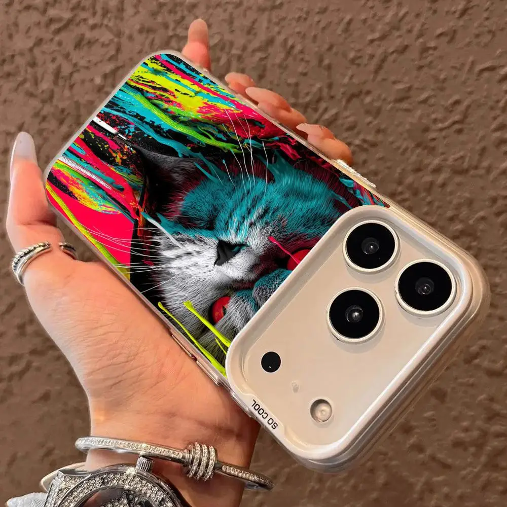 حافظة هاتف على شكل قطة مطلية لهاتف iPhone17 16 15 14 13 12 11 Pro/ Max/Plus غطاء خلفي مقاوم للصدمات ومضاد للبصمة #6