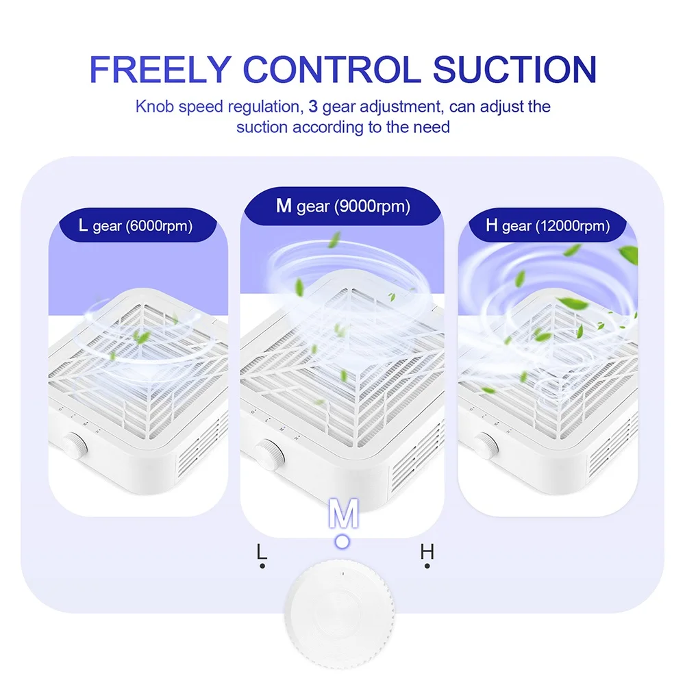 Coletor de pó poderoso para unhas, 120w, super sucção, sem escova, extrator de poeira para unhas, arte em unhas, ventilador de manicure, aspirador de pó com 2 filtros