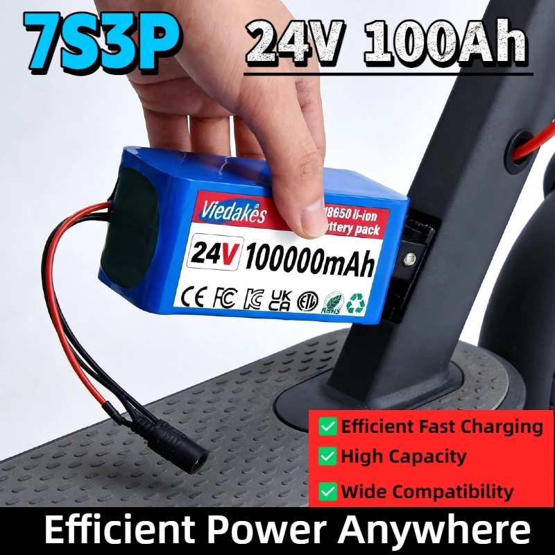 

️24V 100000mAh 7S3P Battery Pack, 60AH/80AH/100AH 18650 Lithium ion 24V Battery, Electric wheelchair toy car battery☆♤✔