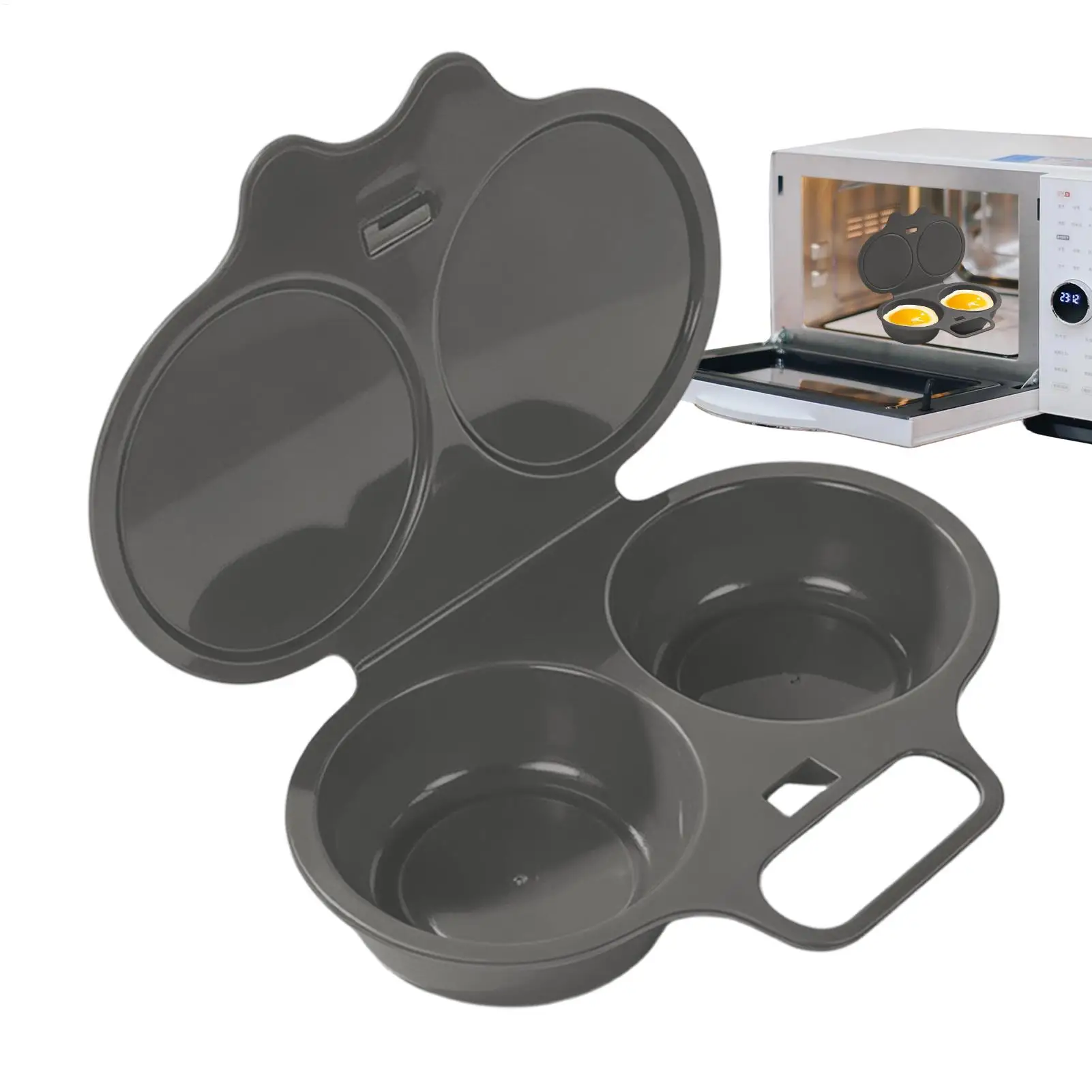 Microwave Egg Poacher Nonstick 2 Cavity Microwavable Quick Boiler Poached Egg Cooker for Cooking Camping Breakfast Sandwiches