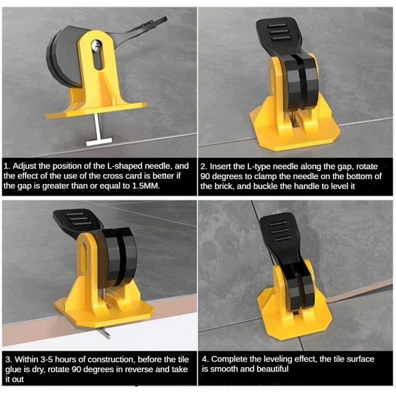 150Pcs Tile Leveling System Set, Reusable Tile Spacers Leveling System, Tile Tools Come, Tile Leveling Fit 8-12Mm Tiles Yellow