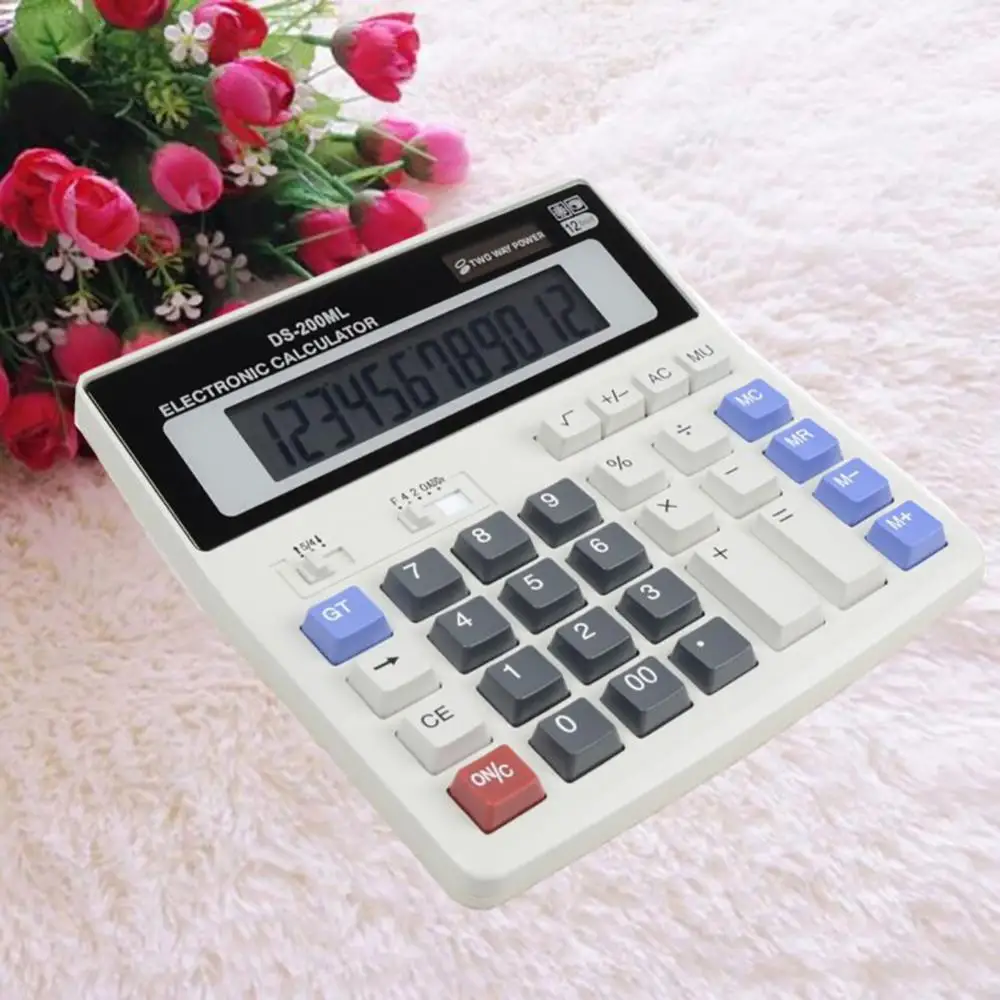Solar Battery Calculator Electronic Desktop Calculator Electronic Calculator 12 Digit Power School Student Office Desktop Calcul