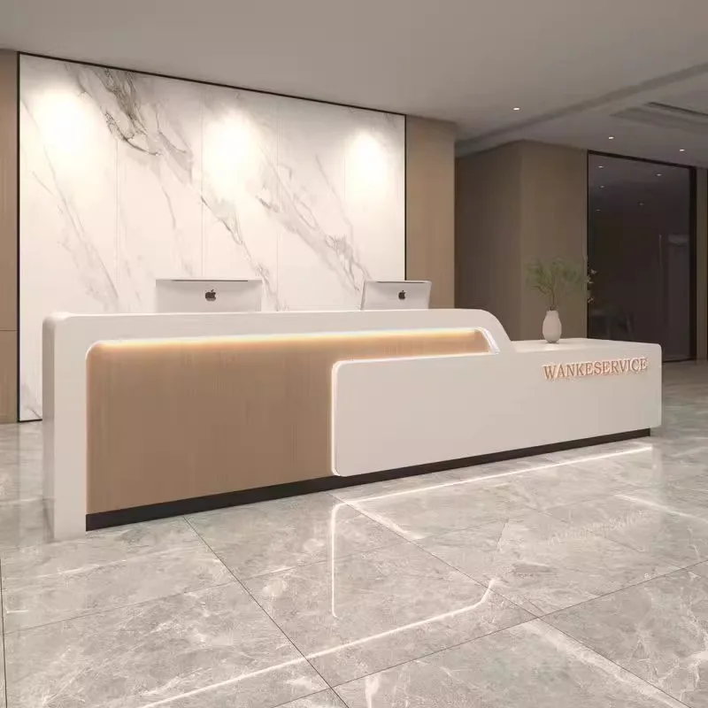 

Модные элегантные стойки регистрации Современная простота стойки регистрации Светлая роскошная офисная мебель Meja Ernimaan YSJDT