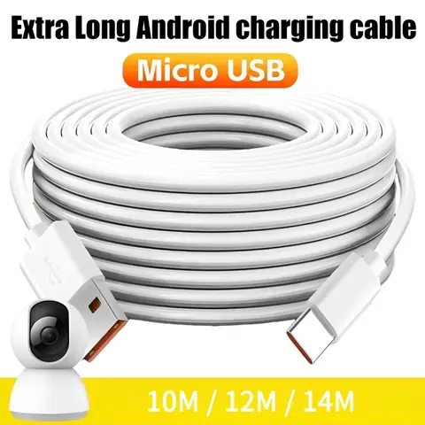 Micro USB Extra Long Android Charging Cable Charger Line for Android Mobile Phones Monitors Extended Charging Cable 10/12/14m