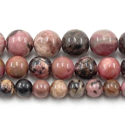 2024 New Black Rhodonite 4/6/8/10 MM Natural Round Loose Strand Stone Beads For Jewelry Making Bracelets Necklace Accessories