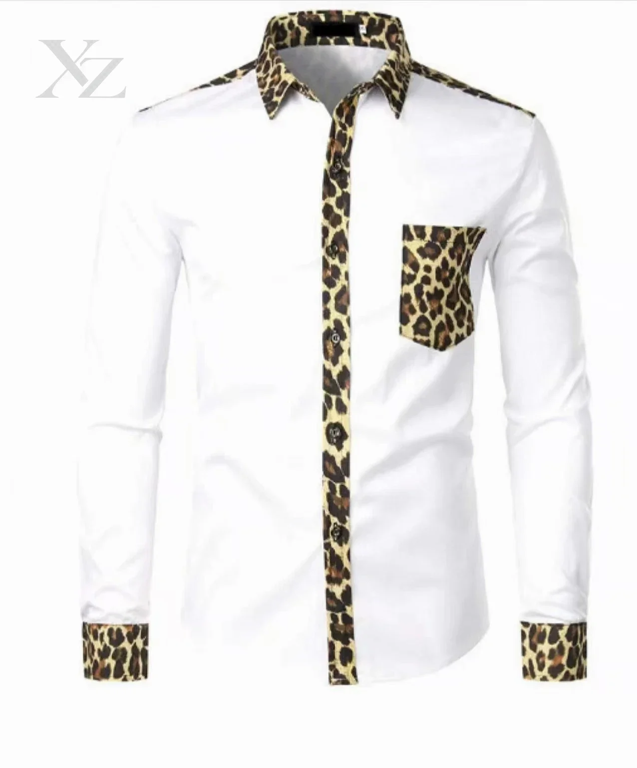 Hot Sale Premium Men's Leopard Patch Slim Button Up Long Sleeved Shirt – For 2026 Casual Party Wear Fashion