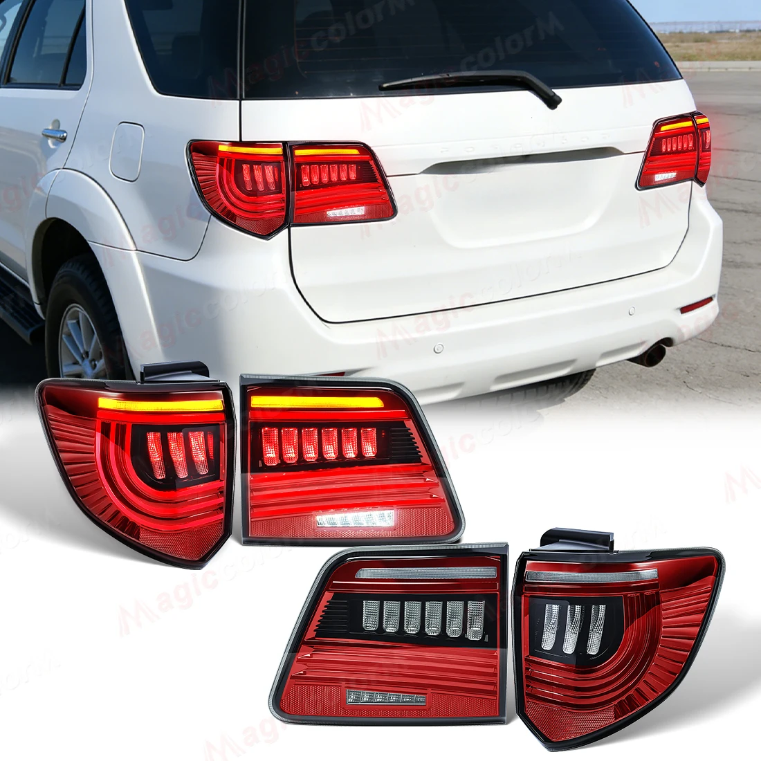 

2PCS LED Tail Lamps For Toyota Fortuner 2012 2013 2014 2015 Rear Running Brake Reverse Turn Signal Lights Start Up Animation 12V