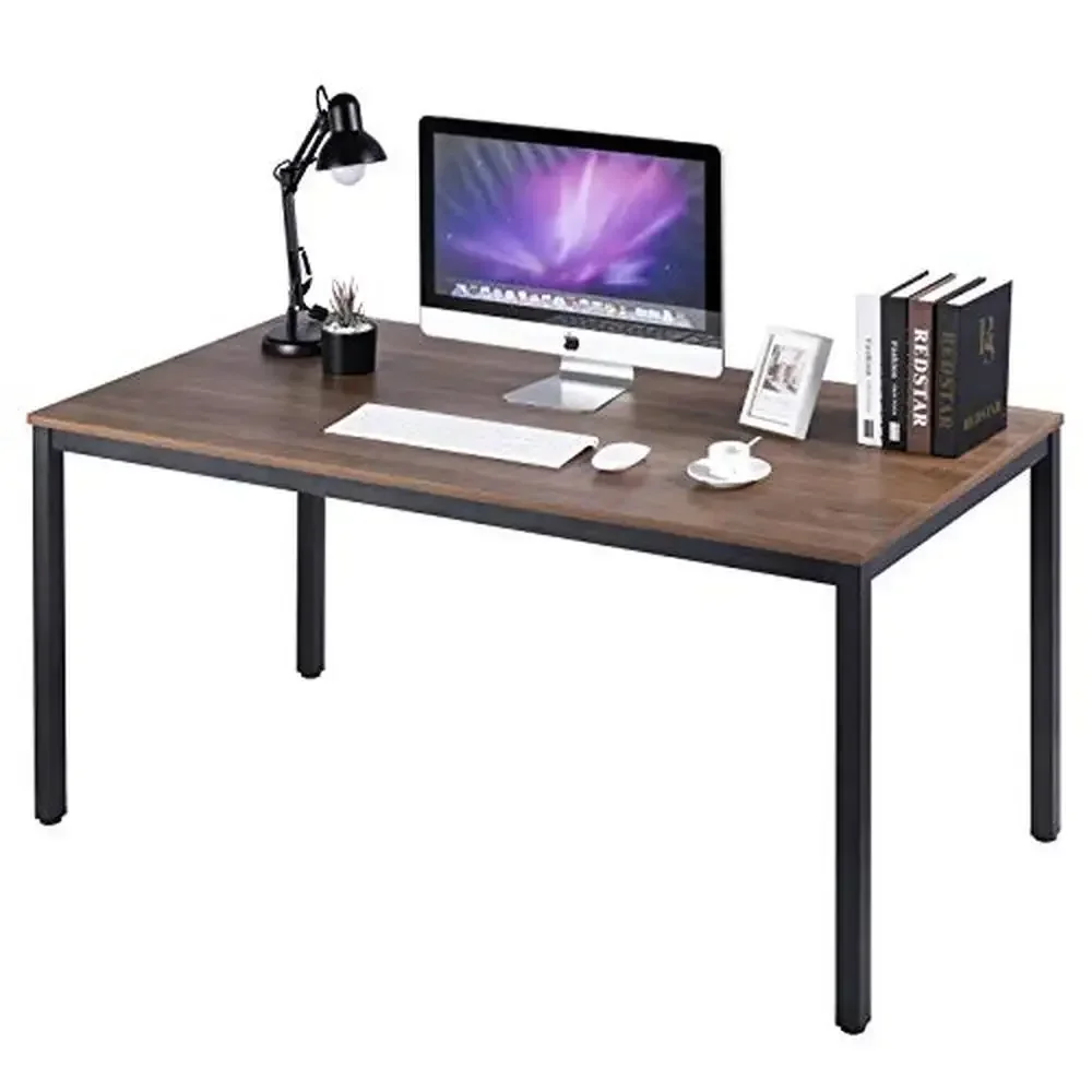 Wooden Writing Study Desk Large Solid Wood Office Desk Modern Steel Frame Computer Table 60