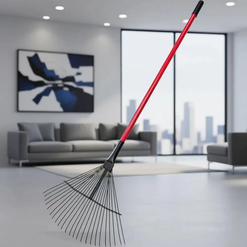 

24-Inch High Carbon Steel Lawn Rake with Fiberglass Handle for Leaves and Yard Debris, Made in USA