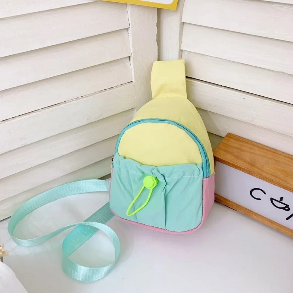 Cute Nylon Chest Bag Stitching Color Lightweight Crossbody Bag Coin Purse Outdoor
