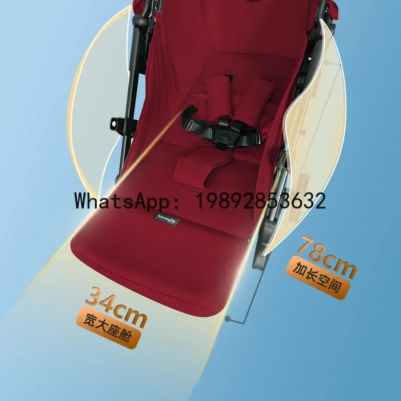 r15One-Click Folding Baby Stroller, Convertible to Sitting or Lying, Pocket Stroller with Four-Wheel Shock Absorption