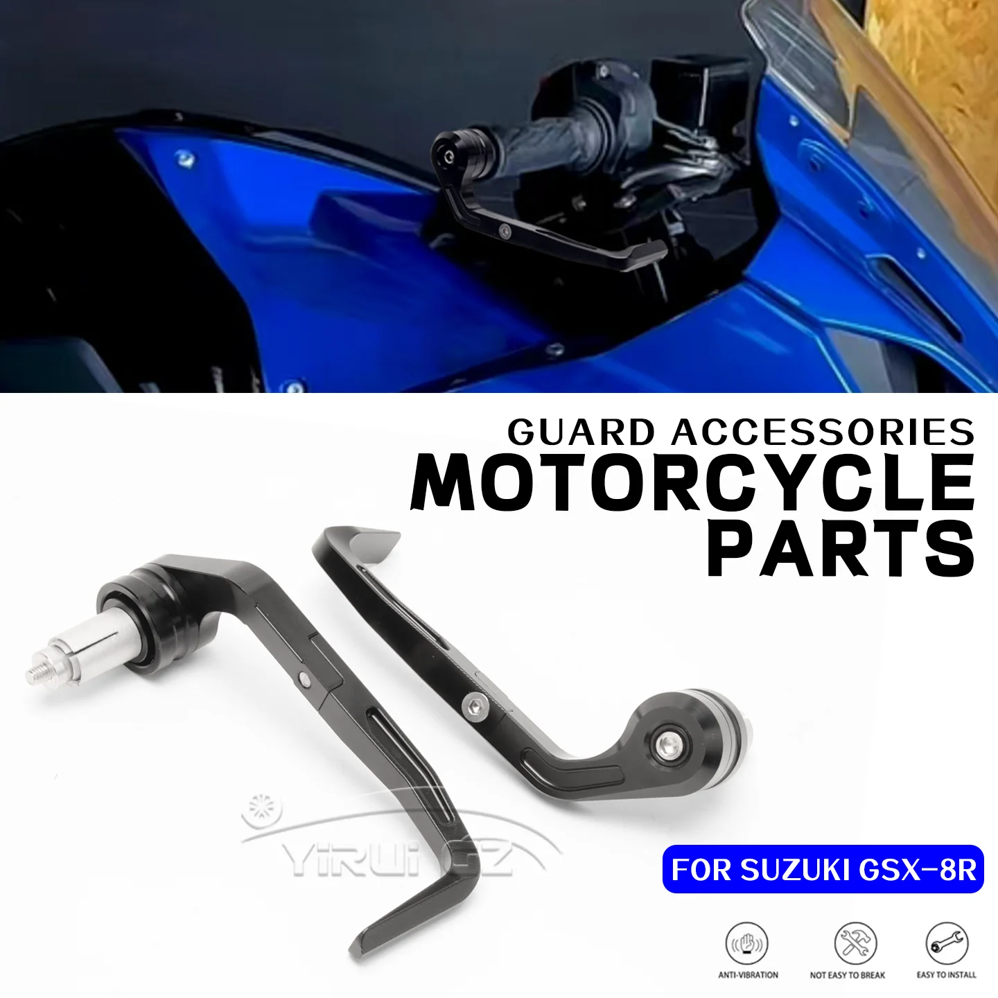 

Для SUZUKI GSX-8R GSX-250R R600 Защита тормозного рычага, алюминиевая универсальная защита руля 7/8 дюйма, универсальная защита руля