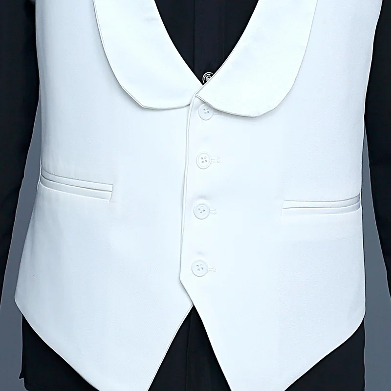 Fashion Shawl Lapel Vest for Wedding Tuxedo Suits Men\'s White Black One Piece Formal Waistcoat Party Stage Performance Suit Vest