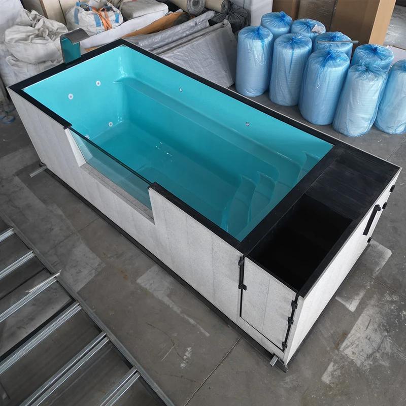 Jardín acrílico ventana fibra de vidrio madera plástico madera plástico pequeña piscina de spa pequeña piscina sobre el suelo piscina al aire libre