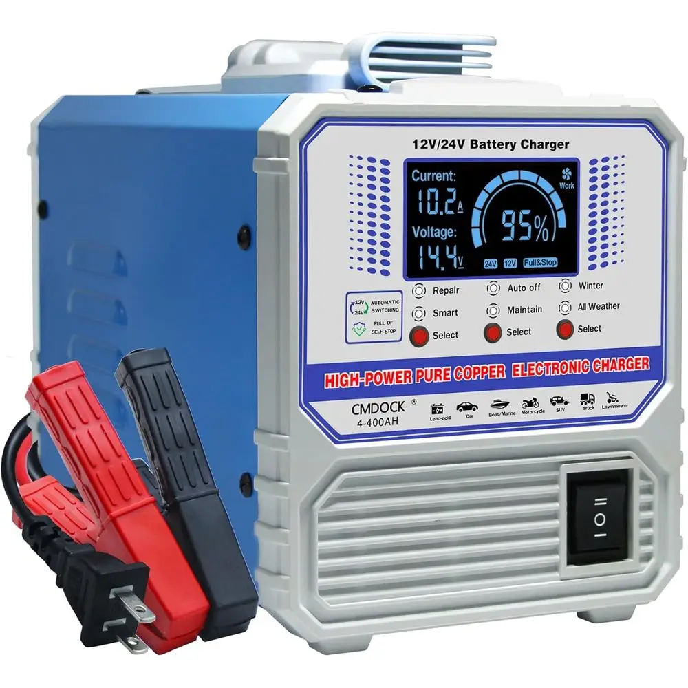 

Зарядные устройства для автомобильных аккумуляторов, интеллектуальное автоматическое автомобильное зарядное устройство 12 В и 24 В, обслуживающее устройство с автоматическим отключением, режим ремонта/зимы,