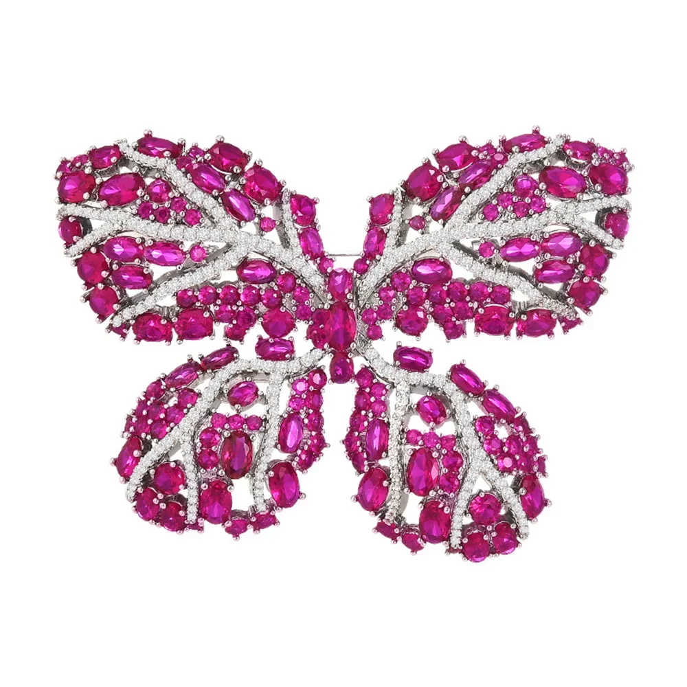 Broche de cristal de luxo para mulheres, alfinetes de strass animal roxo, acessório elegante, moda corpete