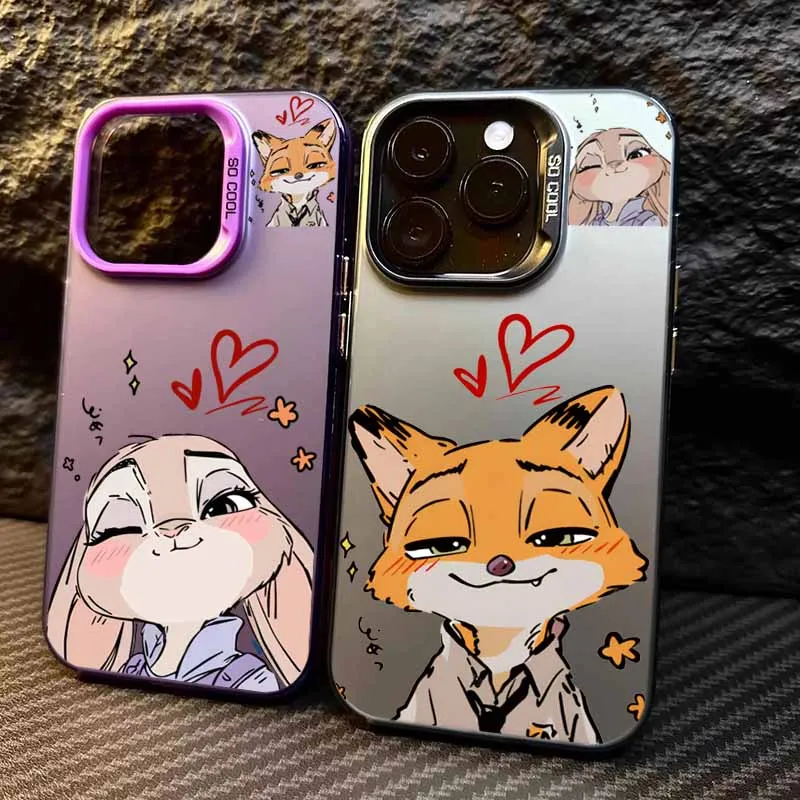 

Zootopia couple Cute Fashion Cover For Apple iPhone 16E 16 15 14 13 12 mini 11 8 7 Pro Max Plus Colorful Phone Case
