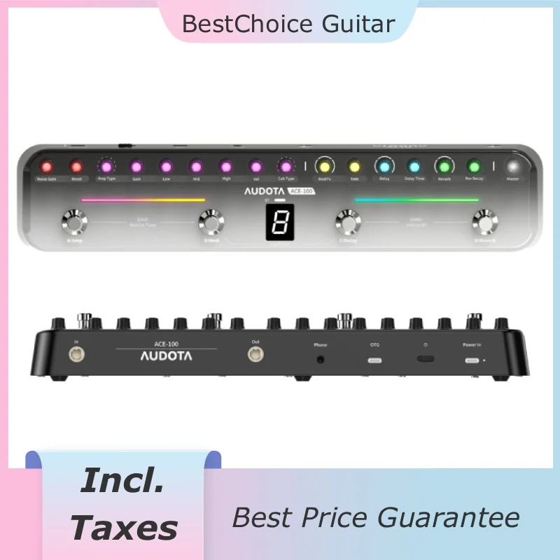 

[Incl. Taxes] Audota ACE-100 Multi-Effects Processor Bult-in Battery ACE100 Professional Guitar Tone Effect Pedal similar Tank G