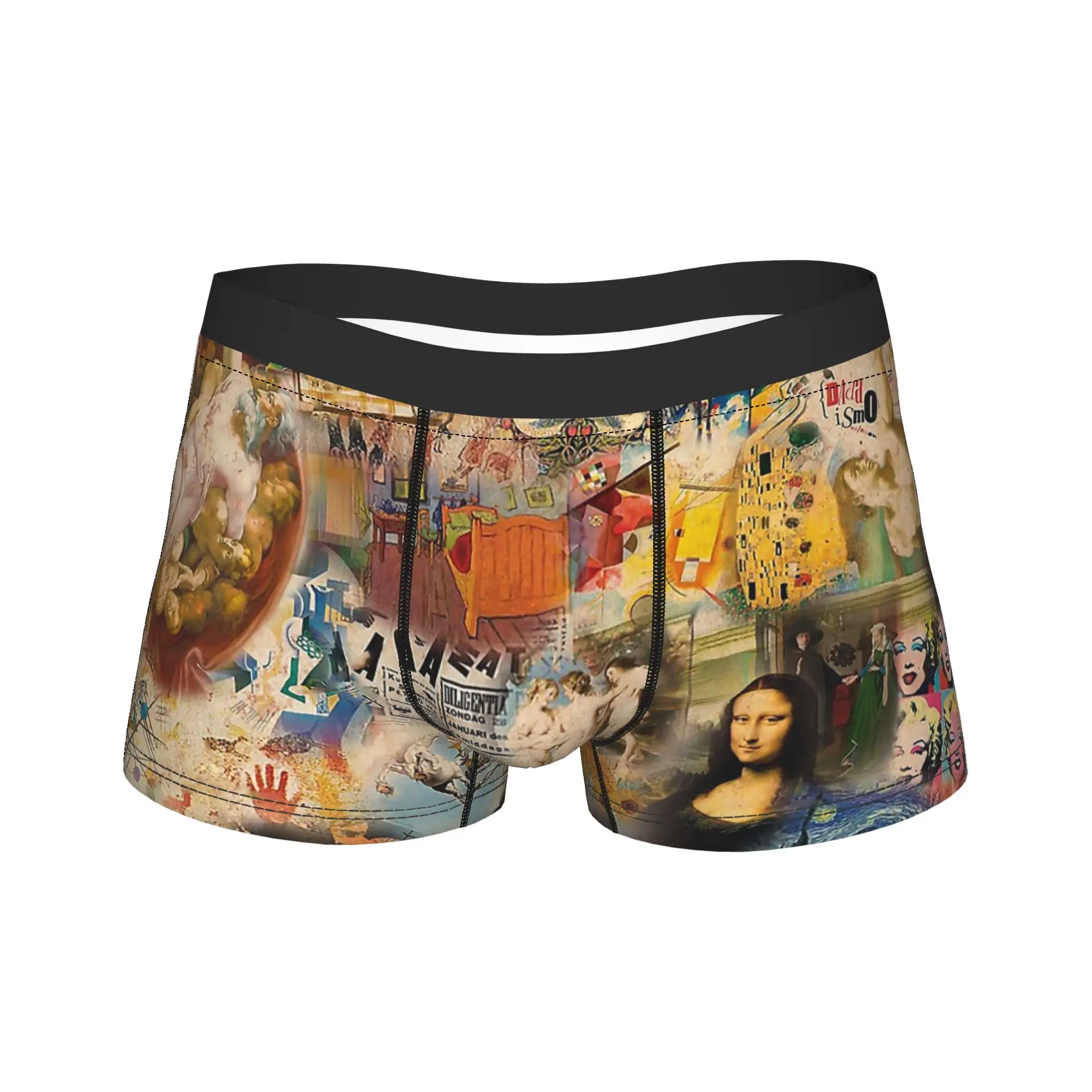 

Мужские трусы-боксеры с забавным принтом «История искусства», дышащие, размеры M-XXL
