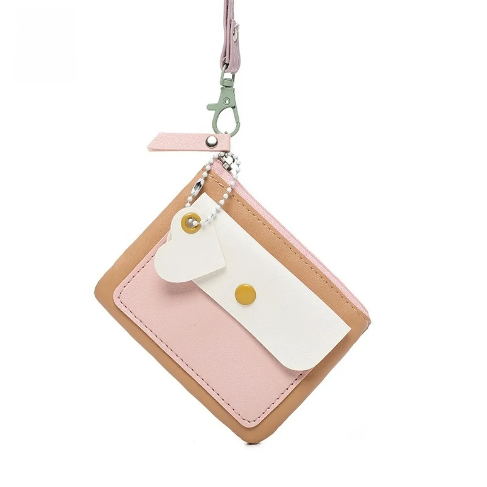 Retro Macaron Color Hanging Neck Wallet Lanyard PU Leather Zipper Coin Purse Korean Style Mini Cute Clutch Bag Men