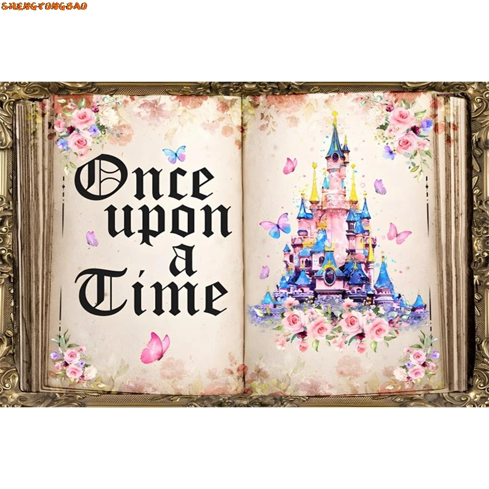 Bajkowe książki fotografia tło dawno temu zamek kwiat ślub dziewczyna księżniczka dekoracje na przyjęcie urodzinowe zdjęcie tła