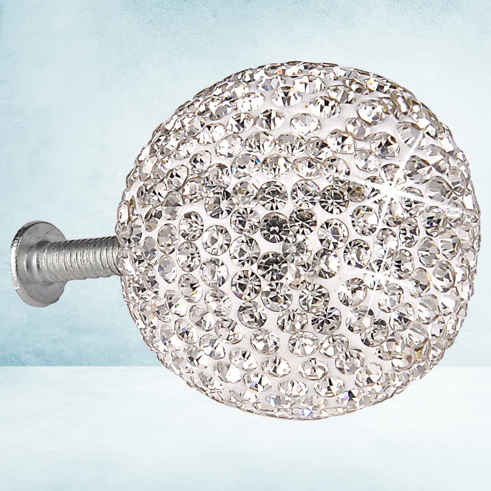 

5pcs Stainless Steel Round Cabinet Knob Metal Drawer Pull Handle Rhinestone Inlay 2Cm 2.5Cm 3Cm 3.5Cm 4Cm Screws For Wardrobe