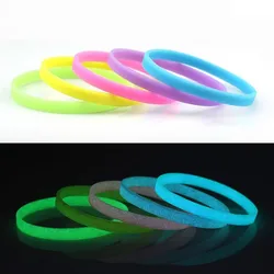 1 piece Luminous Silicone Bracelet for Men Women 5mm Gummy Wristband Glow in Dark Rubber Band Punk Bangle Fashion Accessories