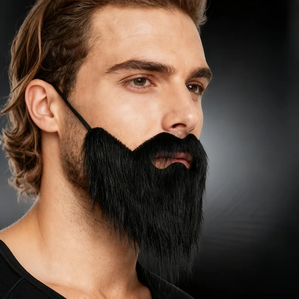 Natural Realistic Fake Beard Novelty Fun Pirate Beard Mask Skin-Friendly Easy to Wear Long Beard Props for Halloween