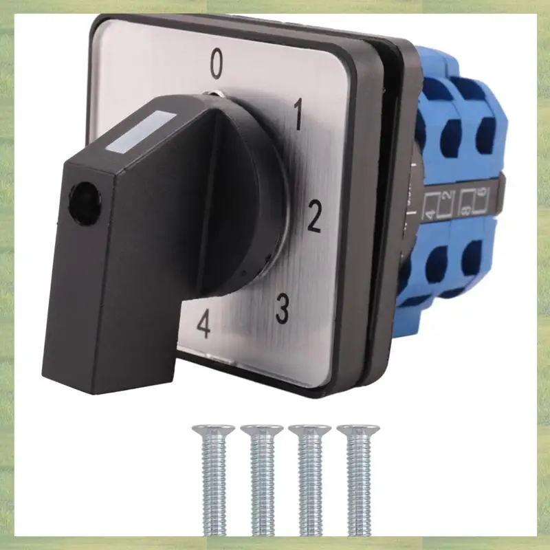 N15R-8 Terminals 5 Positions Master Control Rotary Cam Switch 20A Black+Blue