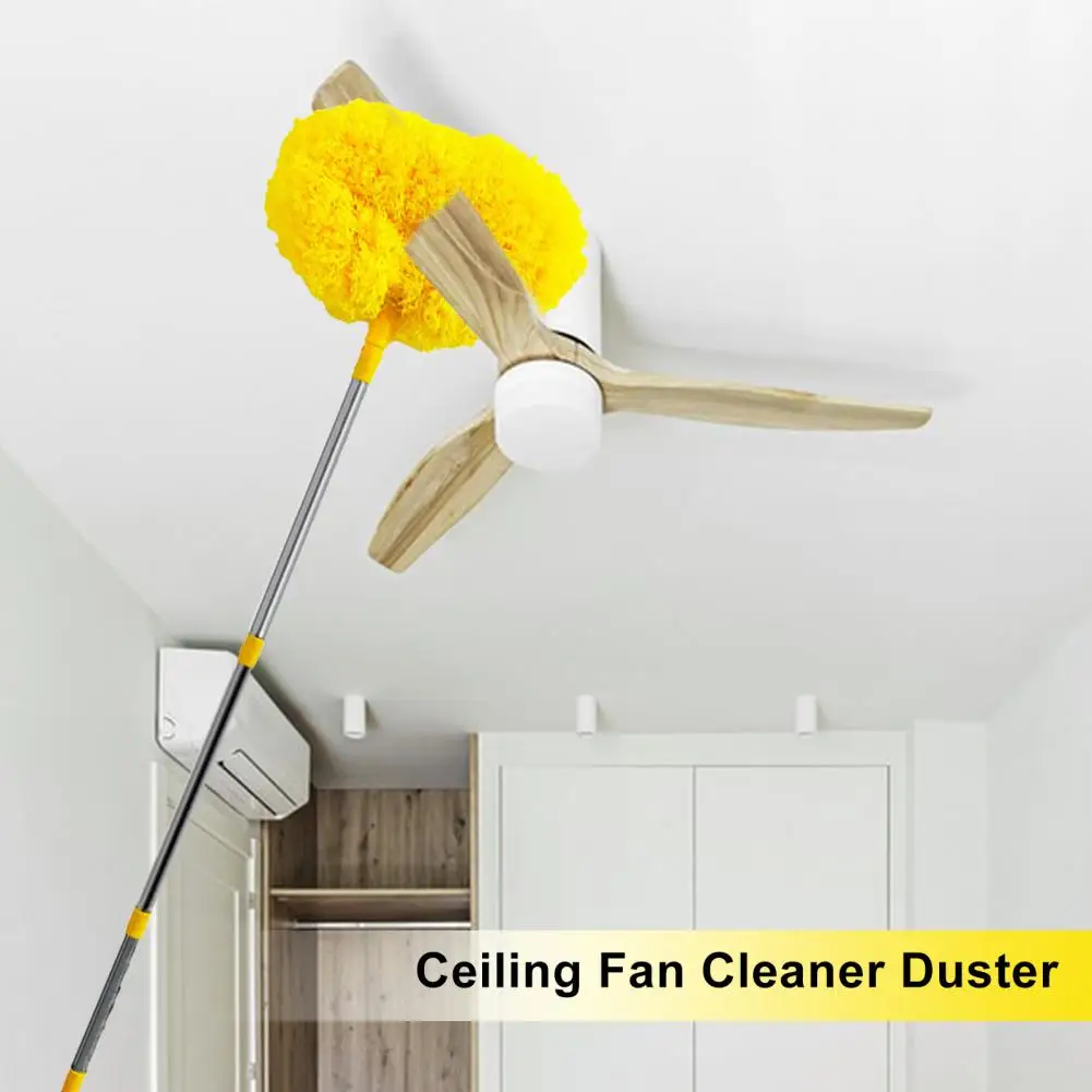 Ceiling Fan Cleaning Brush with Triangular Notch Extendable Pole Fan Blade Cleaner Kitchen Bathroom Hotel Dormitory Cleaner