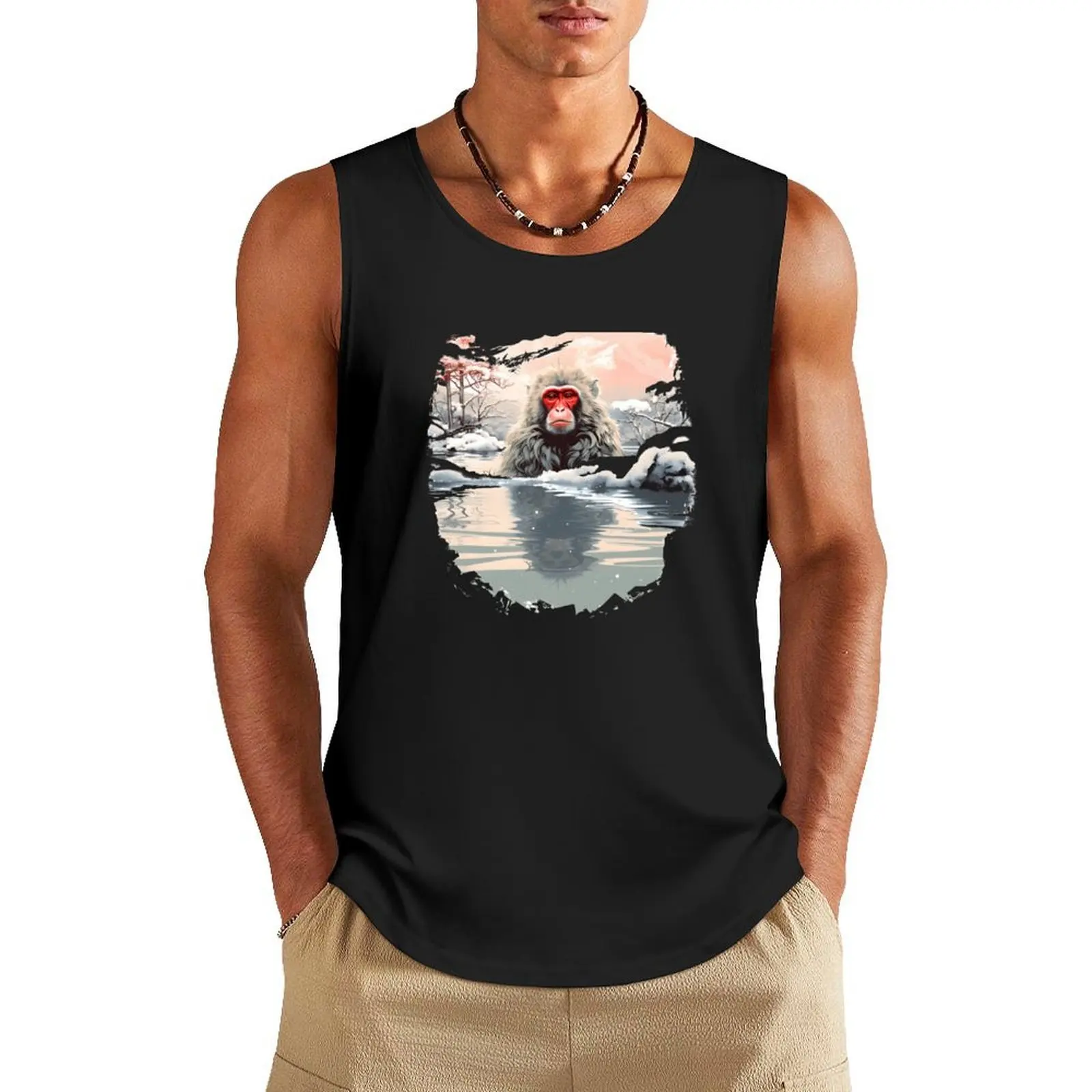 

Japanese macaque Snow monkey Tank Top T-shirt Men's gym muscle t-shirt best selling products