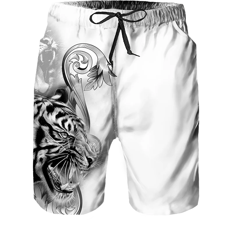 2023 Verão Novos Homens Casual Shorts Legal Animal Print Tiger Print Calças Running Shorts Respirável Shorts Homens