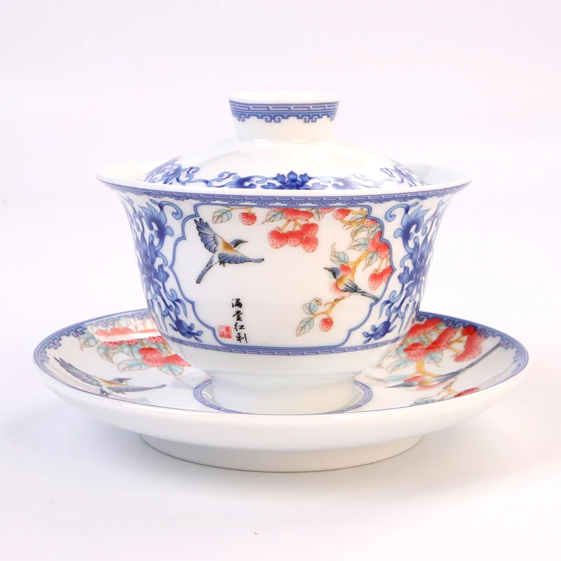 New Chinese Style 10 Piece Blue And White Porcelain Kungfu Tea Set For 6 People Ceramic Cup