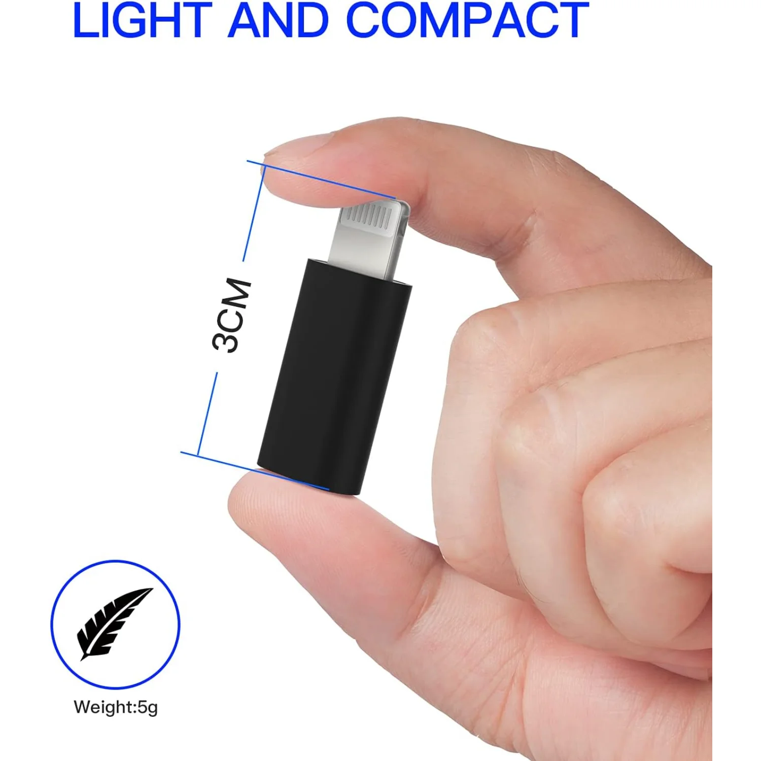 4 عبوات، أنثى متوافقة مع محول Lightning Male من النوع c، قابس شاحن الطاقة، موصل كابل الشحن المتوافق مع