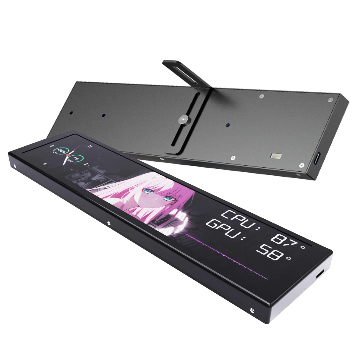 9.2 Inch PC Case Secondary Monitor USB Type-C IPS Sub Display CPU GPU Temperature Data Monitor For Computer Case
