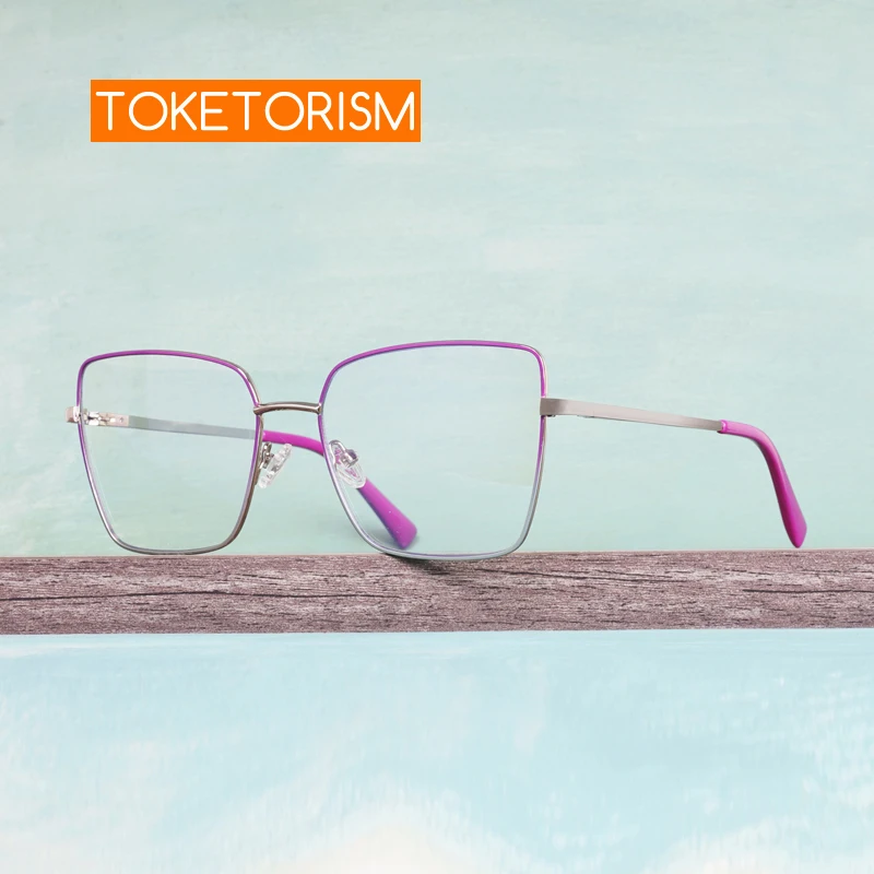 

Toketorism Trending Square Glasses Woman's Anti Blue Eyeglasses Retro Female Eyewear 8803
