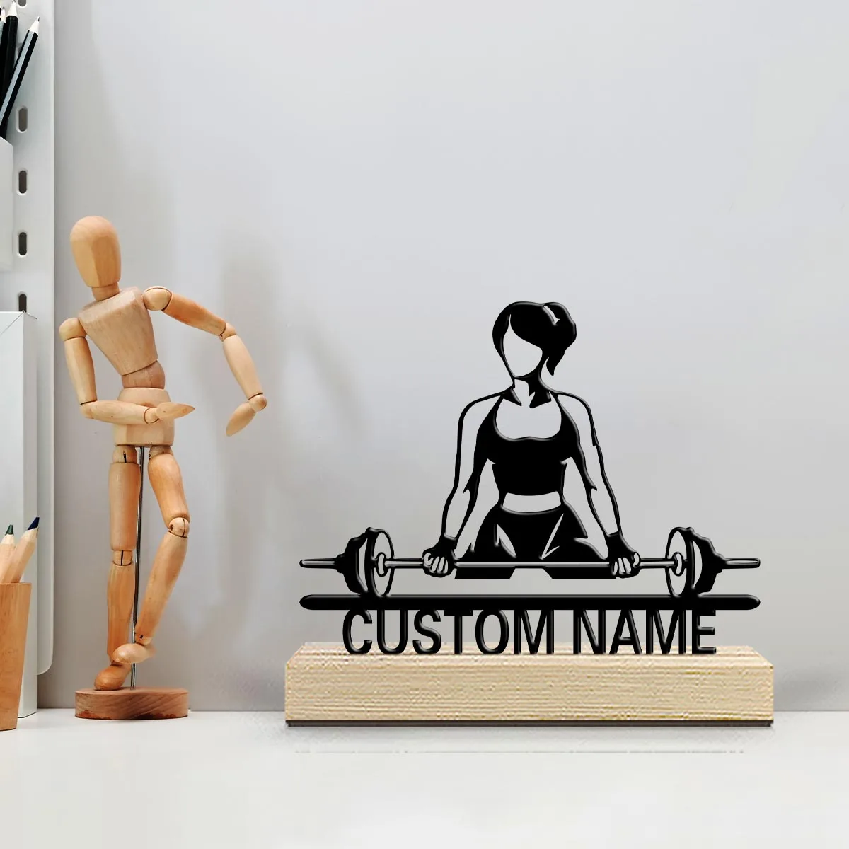 1pc Customized Metal Handicraft Ornaments Custom Content With Wooden Base Desk Ornaments for Study Rooms,Bedrooms,and Offices